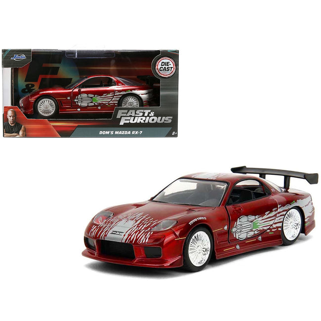 Dom's Mazda RX-7 Candy Red with Graphics "The Fast and the Furious" (2001) Movie "Fast & Furious" Series 1/32 Diecast Model Car by Jada-Jada-ModelCars.com
