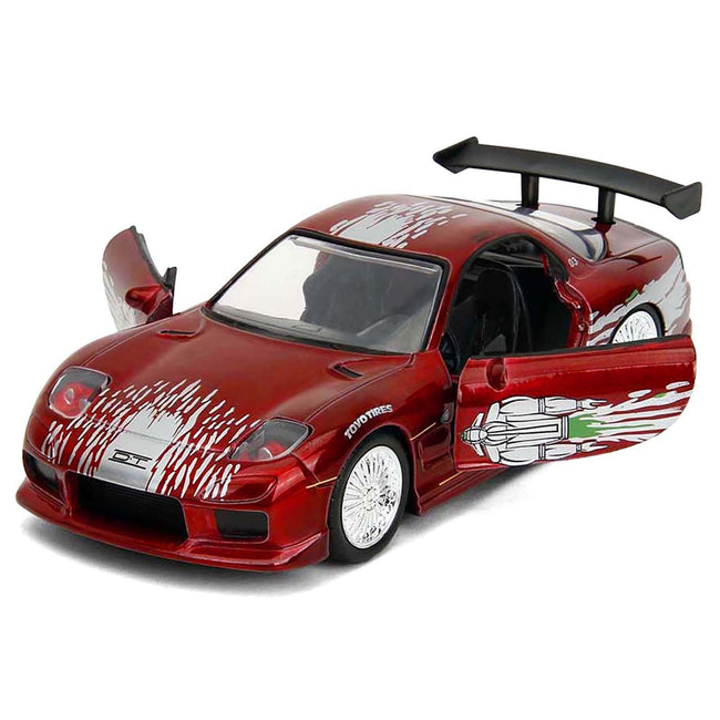 Dom's Mazda RX-7 Candy Red with Graphics "The Fast and the Furious" (2001) Movie "Fast & Furious" Series 1/32 Diecast Model Car by Jada-Jada-ModelCars.com