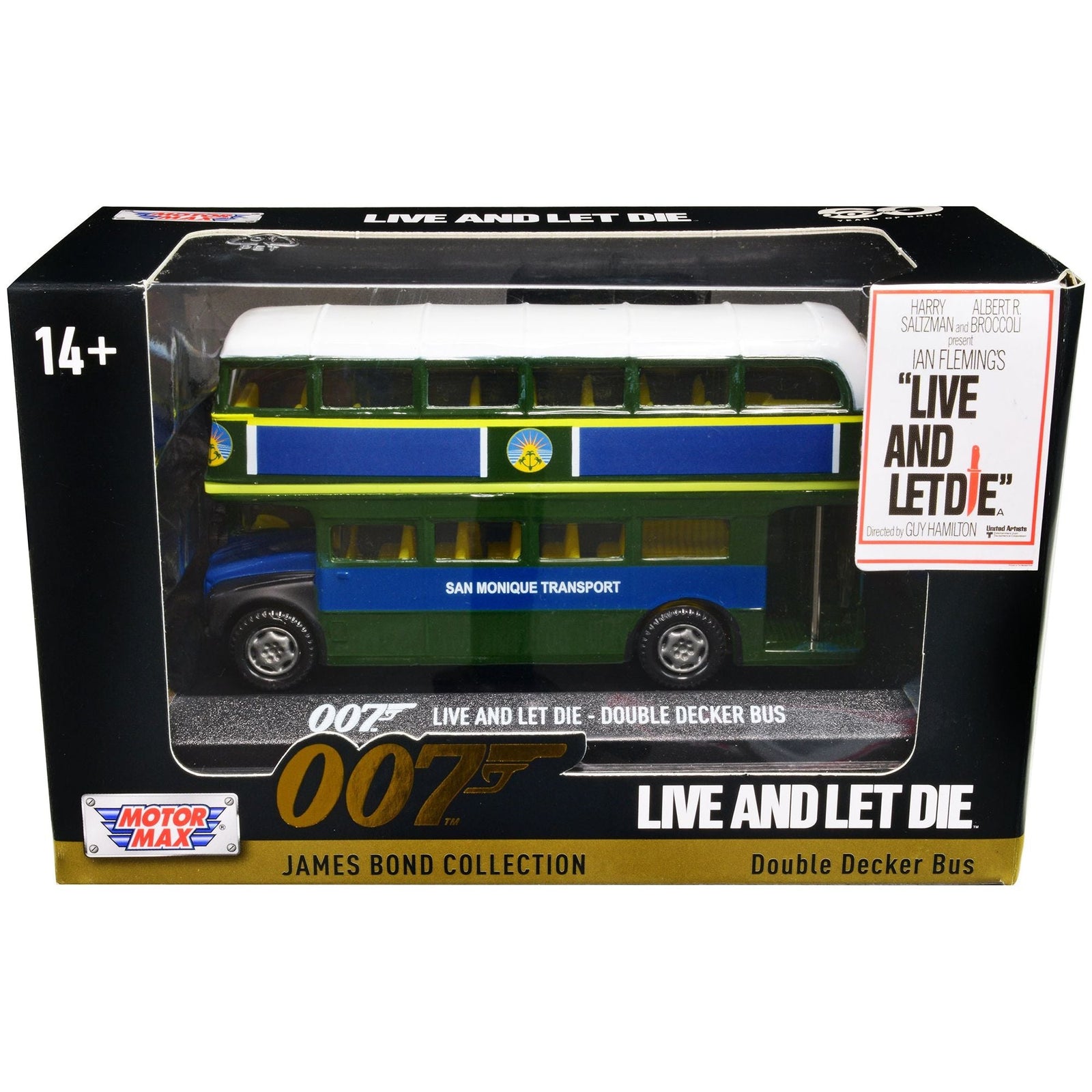 Double Decker Bus "San Monique Transport" James Bond 007 "Live and Let Die" (1973) Movie "James Bond Collection" Series Diecast Model Car by Motormax - Motormax - ModelCars.com