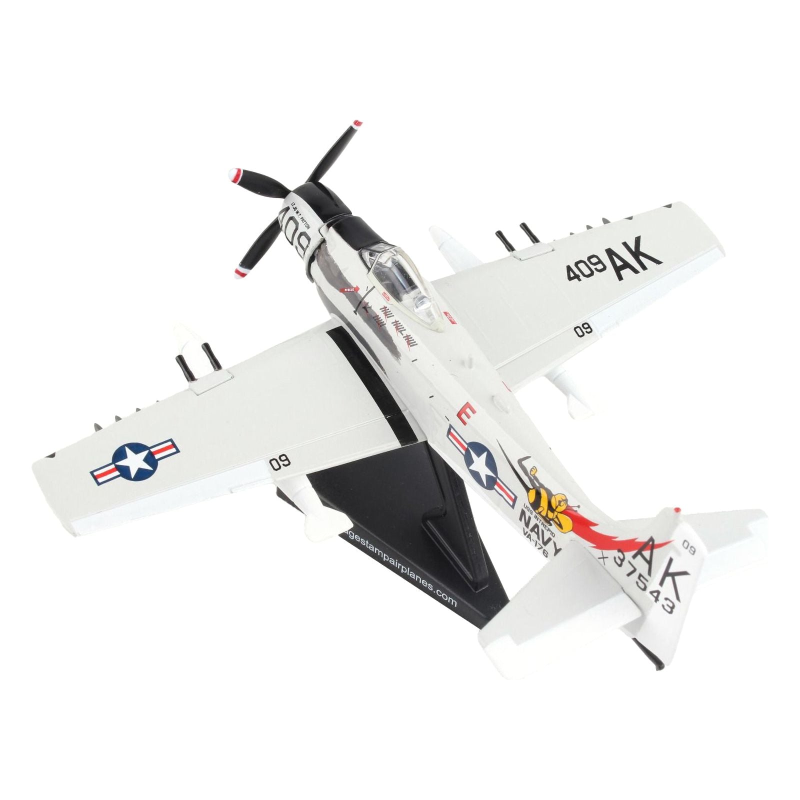 Douglas A - 1 Skyraider Aircraft "Papoose Flight" United States Navy 1/110 Diecast Model Airplane by Postage Stamp - Postage Stamp - ModelCars.com