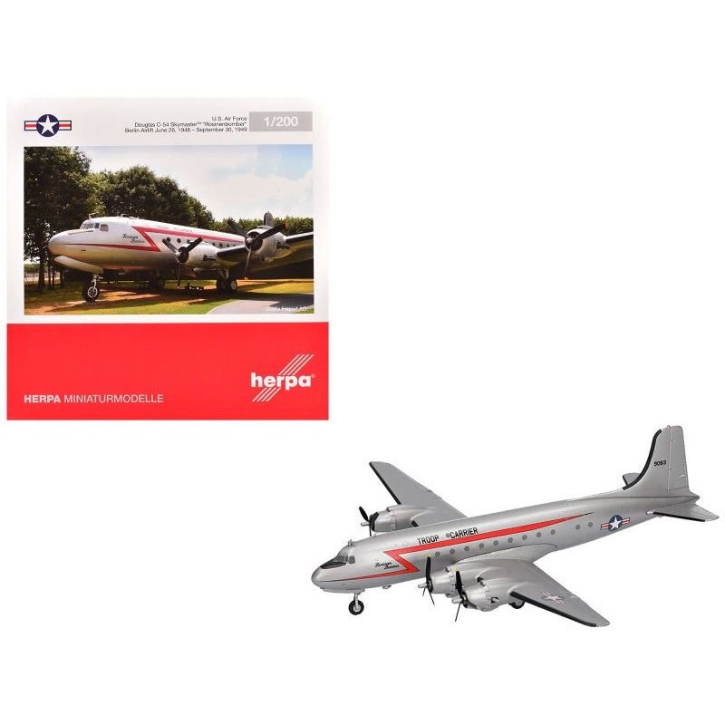 Douglas C-54 Skymaster Transport Aircraft "Rosinenbomber" (44-9063) United States Air Force 1/200 Diecast Model Airplane by Herpa-Herpa-ModelCars.com