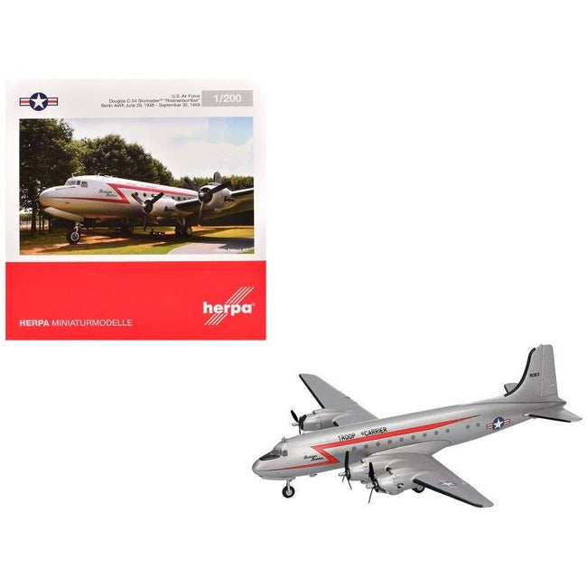 Douglas C-54 Skymaster Transport Aircraft "Rosinenbomber" (44-9063) United States Air Force 1/200 Diecast Model Airplane by Herpa-Herpa-ModelCars.com