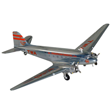 Douglas DC - 3 Commercial Aircraft "TWA (Trans World Airlines)" (NC1943) Polished Metal Finish with Red Tail Stripes "Gemini 200" Series 1/200 Diecast Model Airplane by GeminiJets - GeminiJets - ModelCars.com
