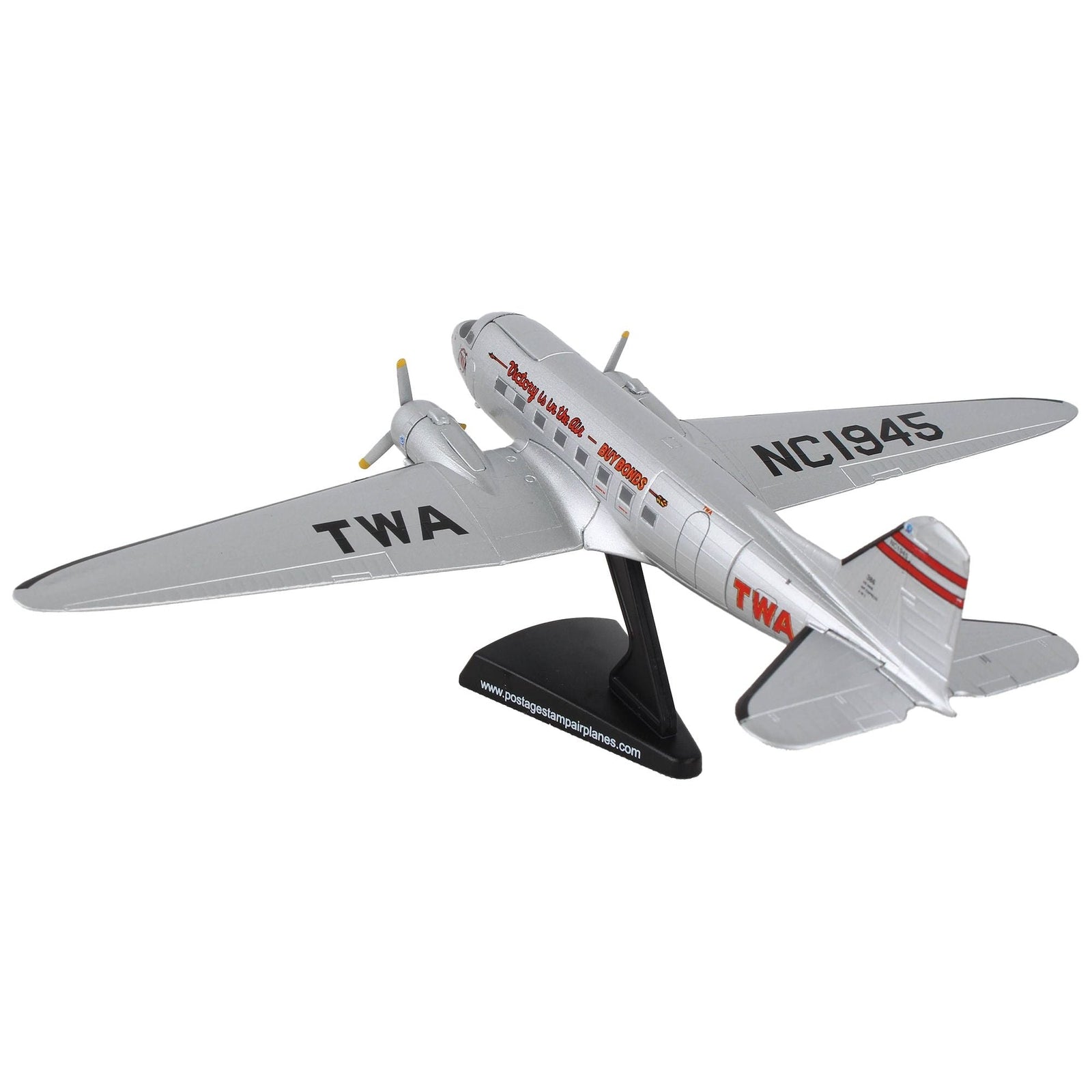Douglas DC - 3 Passenger Aircraft "Trans World Airlines - Victory is in the Air" 1/144 Diecast Model Airplane by Postage Stamp - Postage Stamp - ModelCars.com