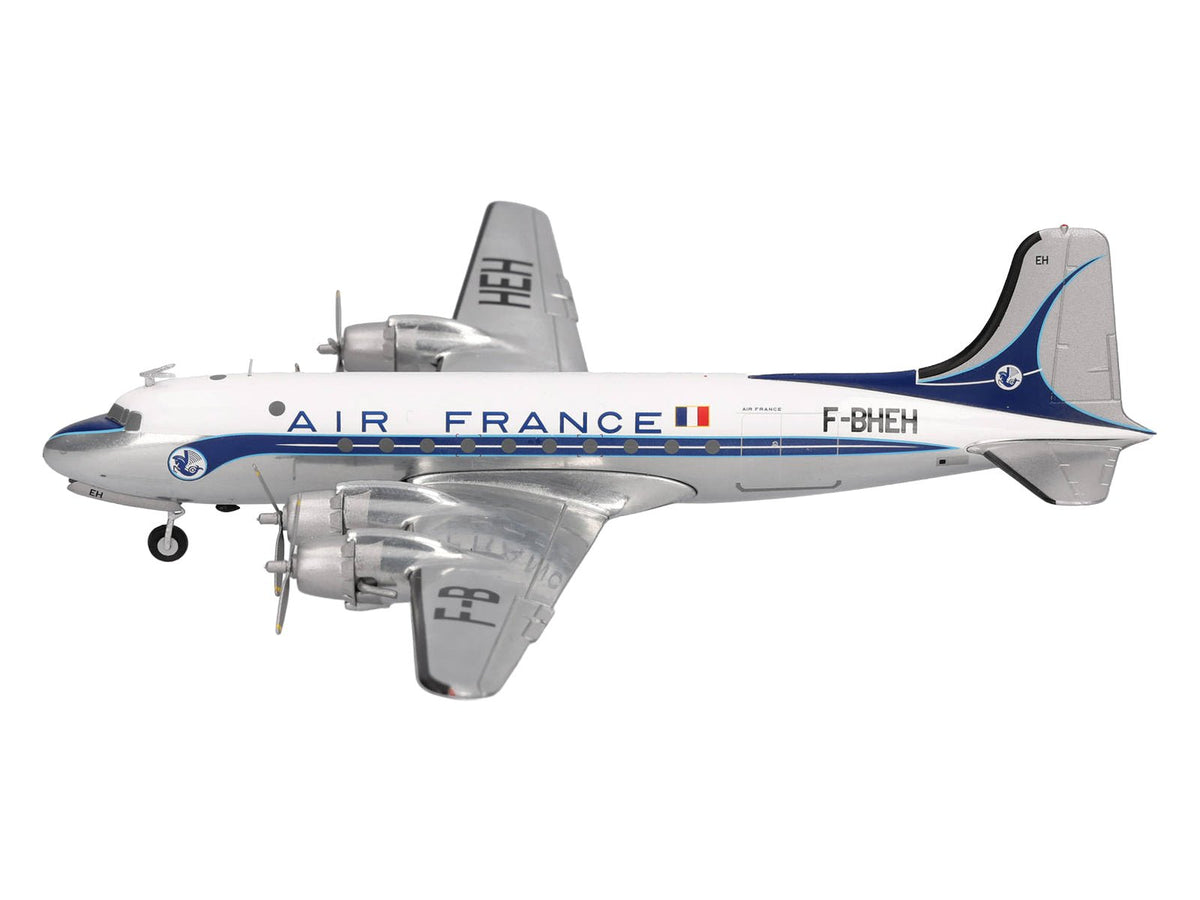 Douglas DC-4 Commercial Aircraft "Air France" (F-BHEH) White with Blue Stripes 1/200 Diecast Model by Herpa-Herpa-ModelCars.com