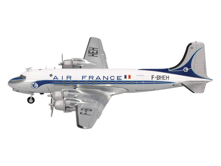 Douglas DC-4 Commercial Aircraft "Air France" (F-BHEH) White with Blue Stripes 1/200 Diecast Model by Herpa-Herpa-ModelCars.com
