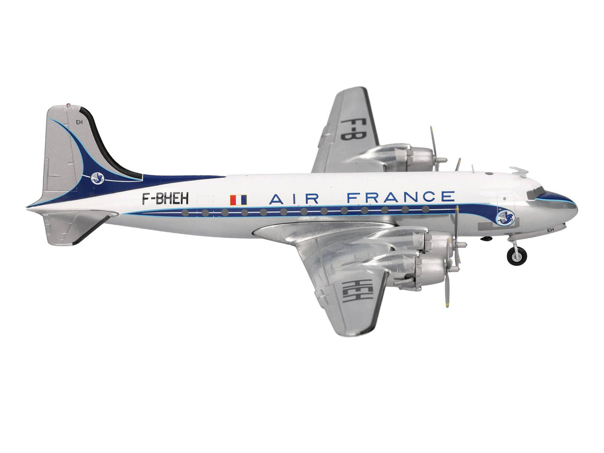 Douglas DC-4 Commercial Aircraft "Air France" (F-BHEH) White with Blue Stripes 1/200 Diecast Model by Herpa-Herpa-ModelCars.com