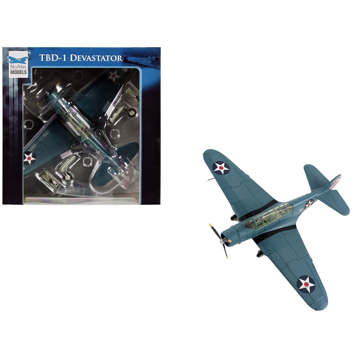 Douglas TBD-1 Devastator Bomber Aircraft "Lt. Cdr. James Brett VT-2 USS Lexington" (1942) United States Navy "SkyMax Models" Series 1/72 Diecast Model by Hobby Master-Hobby Master-ModelCars.com