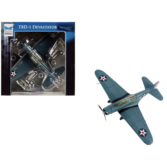 Douglas TBD-1 Devastator Bomber Aircraft "Lt. Cdr. James Brett VT-2 USS Lexington" (1942) United States Navy "SkyMax Models" Series 1/72 Diecast Model by Hobby Master-Hobby Master-ModelCars.com