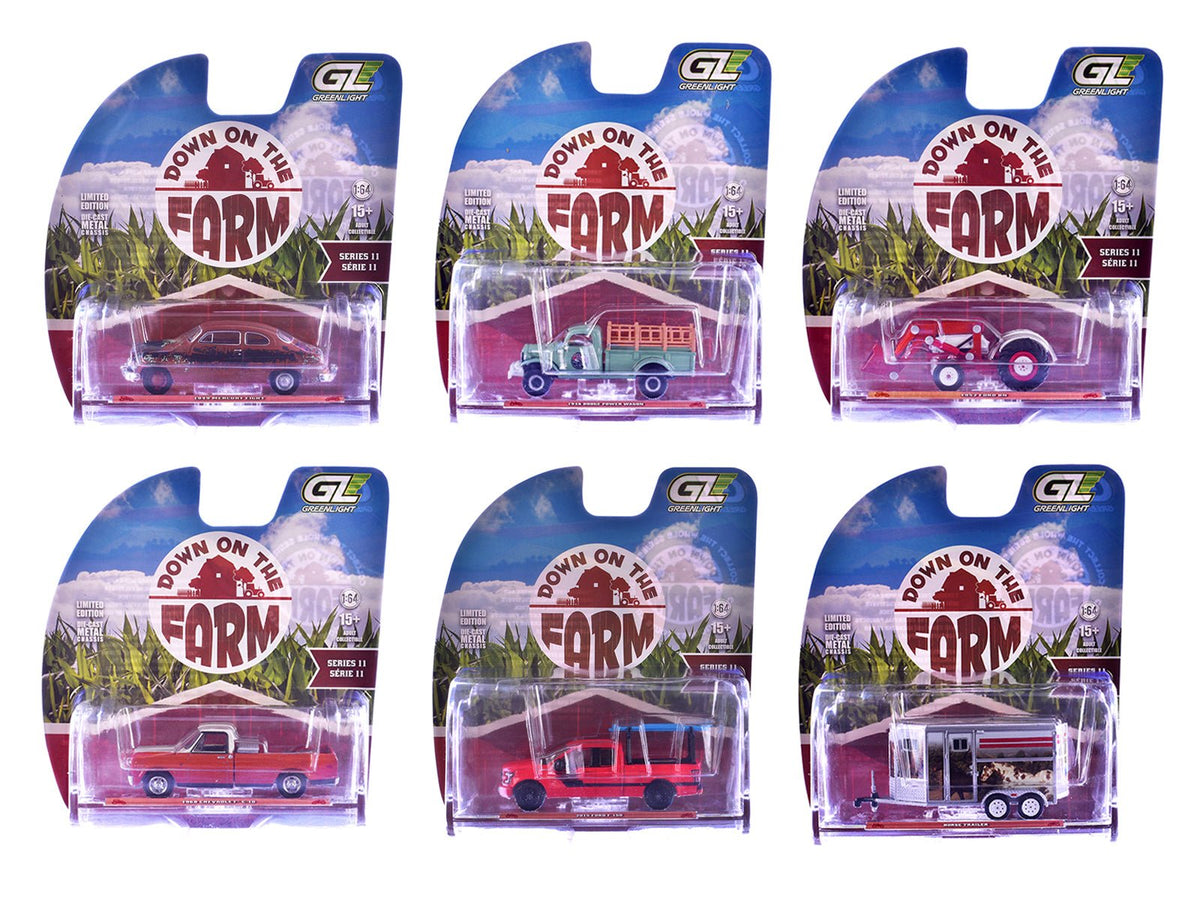 "Down on the Farm" Series 11 Set of 6 pieces 1/64 Diecast Models by Greenlight-Greenlight-ModelCars.com