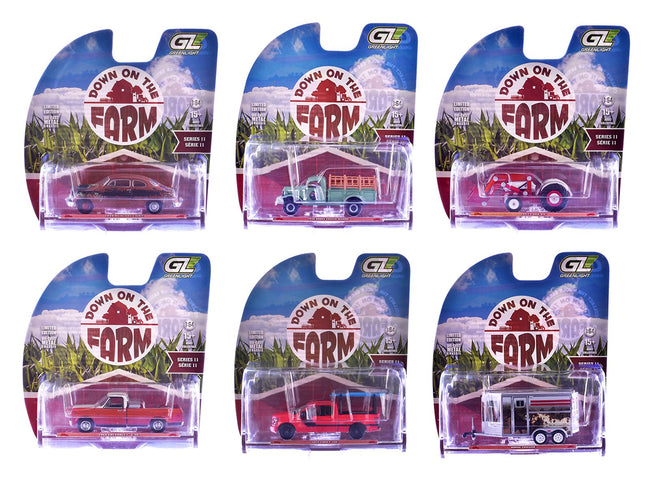 "Down on the Farm" Series 11 Set of 6 pieces 1/64 Diecast Models by Greenlight-Greenlight-ModelCars.com