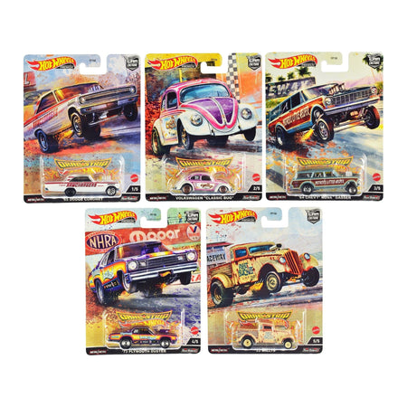 "Drag Strip" 5 piece Set "Car Culture" Series Diecast Model Cars by Hot Wheels-Hotwheels-ModelCars.com