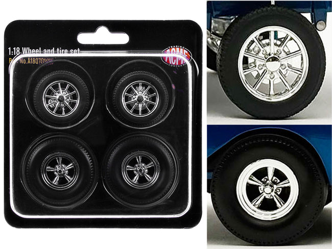 "Drag" Wheel and Tire Set of 4 pieces from "1957 Chevrolet 150 Gasser 'High Roller'" for 1/18 Scale Models by ACME-Acme-ModelCars.com