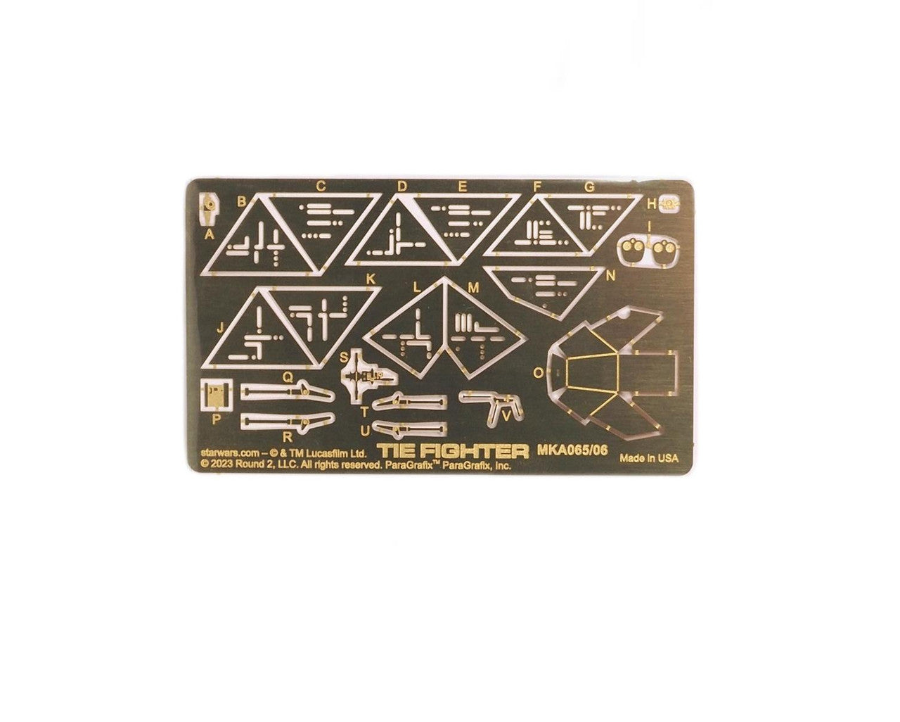 TIE Fighter model parts etched metal sheet