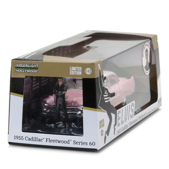 Elvis Presley's 1955 Pink Cadillac Fleetwood Series 60 with Elvis Presley Figurine 1/43 Diecast Model Car by Greenlight - Greenlight - ModelCars.com
