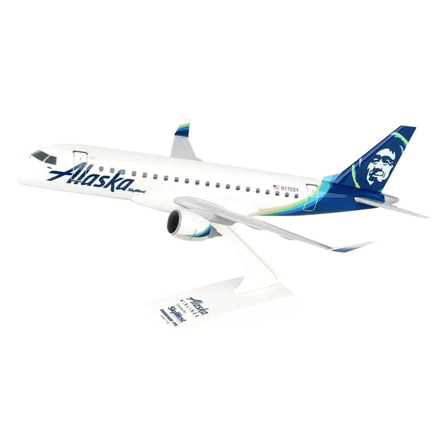 Embraer E175 Commercial Aircraft "Alaska Airlines - SkyWest Airlines" (N170SY) White with Blue Tail (Snap - Fit) 1/100 Plastic Model by Skymarks - Skymarks - ModelCars.com