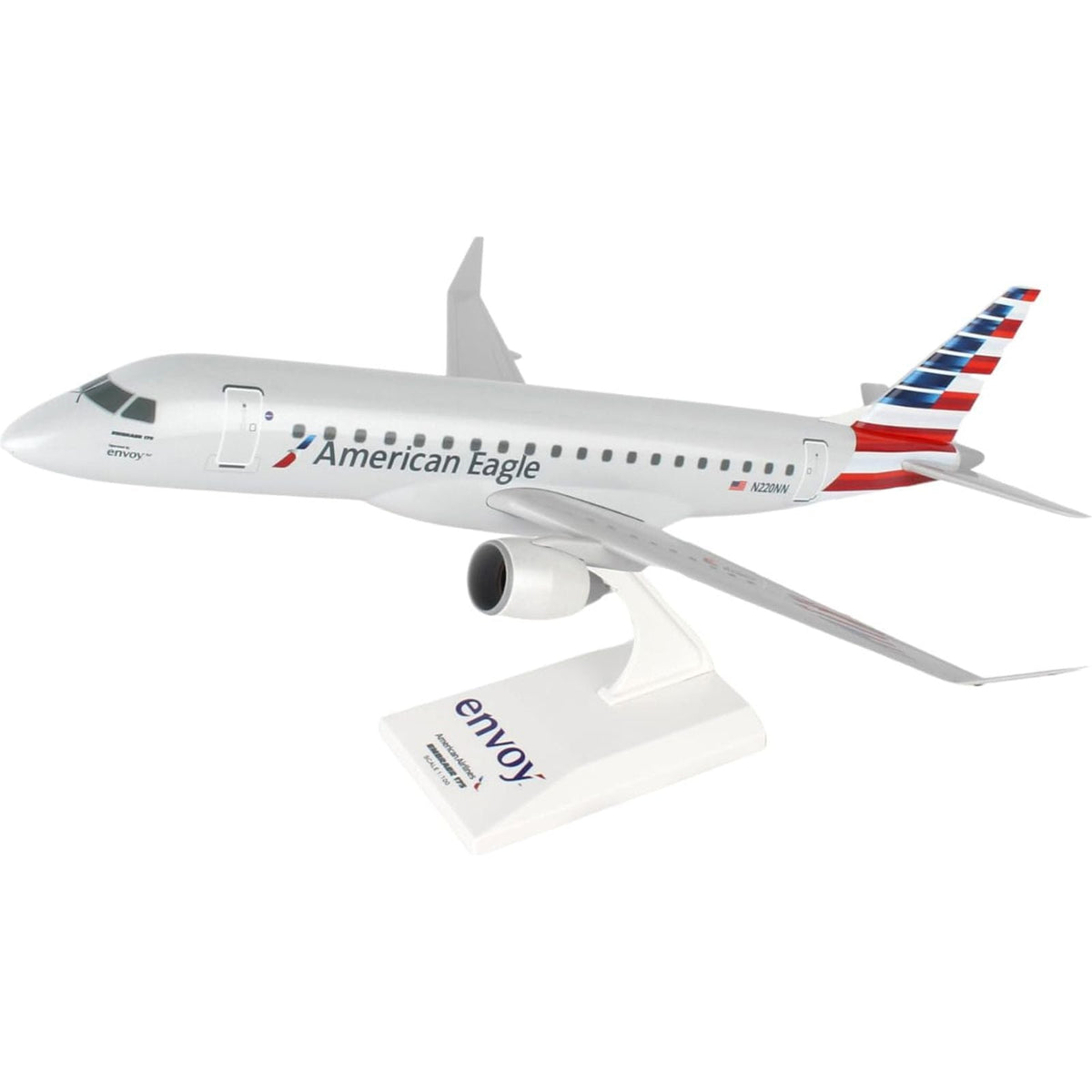 Embraer E175 Commercial Aircraft "American Airlines - American Eagle" (N220NN) Gray with Striped Tail (Snap - Fit) 1/100 Plastic Model by Skymarks - Skymarks - ModelCars.com