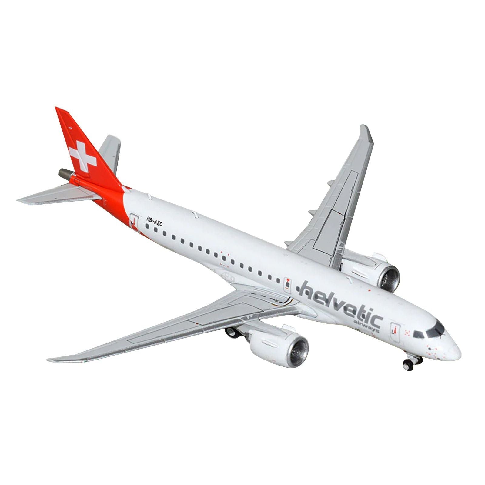 Embraer E190 - E2 Commercial Aircraft "Helvetic Airways" (HB - AZC) White with Red Tail 1/400 Diecast Model Airplane by GeminiJets - GeminiJets - ModelCars.com