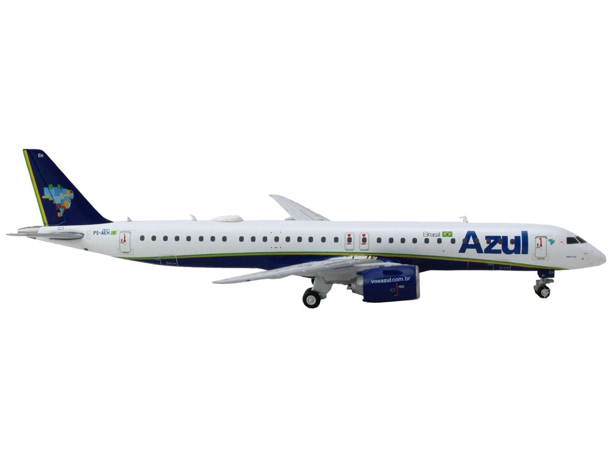 Embraer E195-E2 Commercial Aircraft "Azul Brazilian Airlines" (PS-AEH) White with Blue Tail 1/400 Diecast Model Airplane by GeminiJets-GeminiJets-ModelCars.com