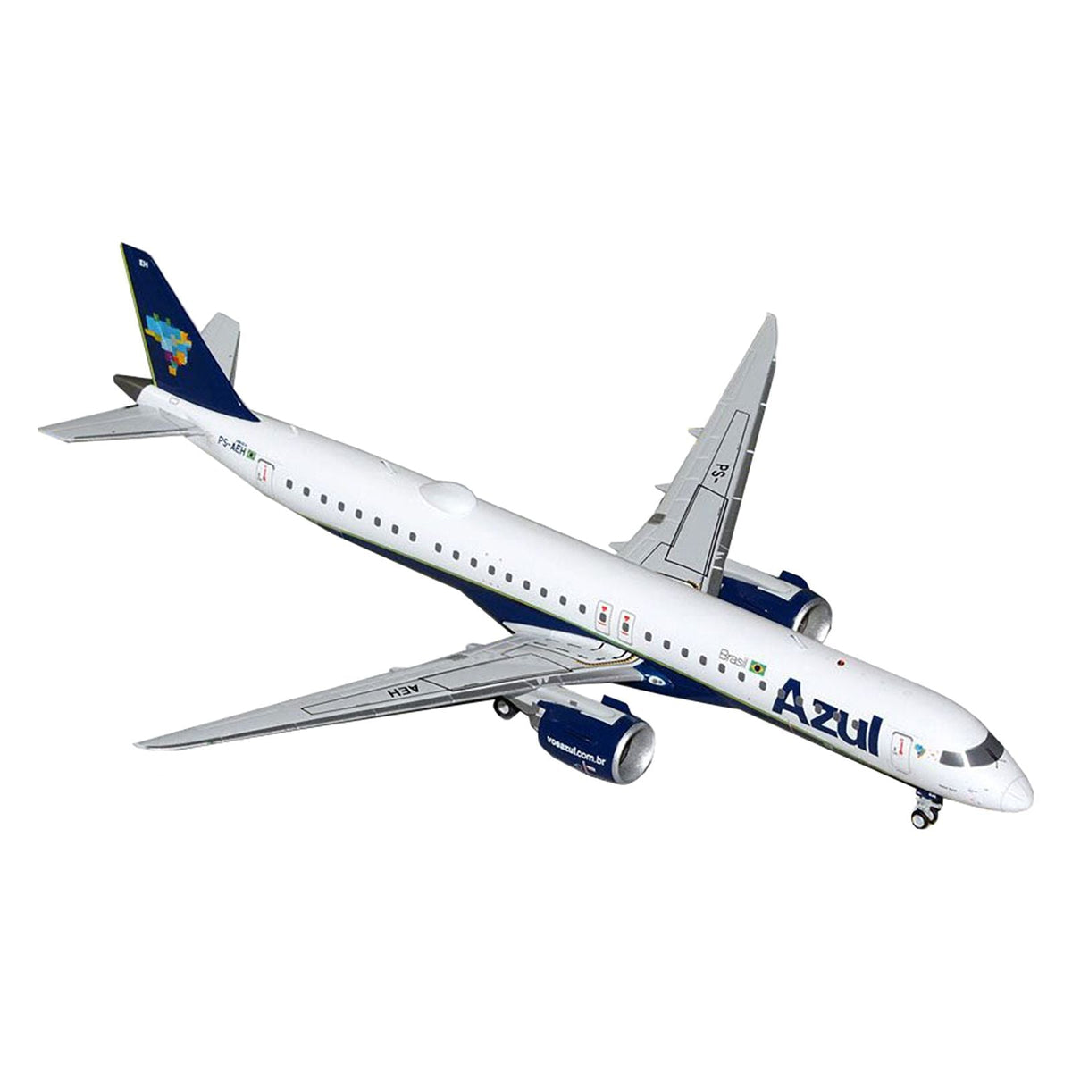 Embraer E195-E2 Commercial Aircraft "Azul Brazilian Airlines" (PS-AEH) White with Blue Tail "Gemini 200" Series 1/200 Diecast Model Airplane by GeminiJets-GeminiJets-ModelCars.com