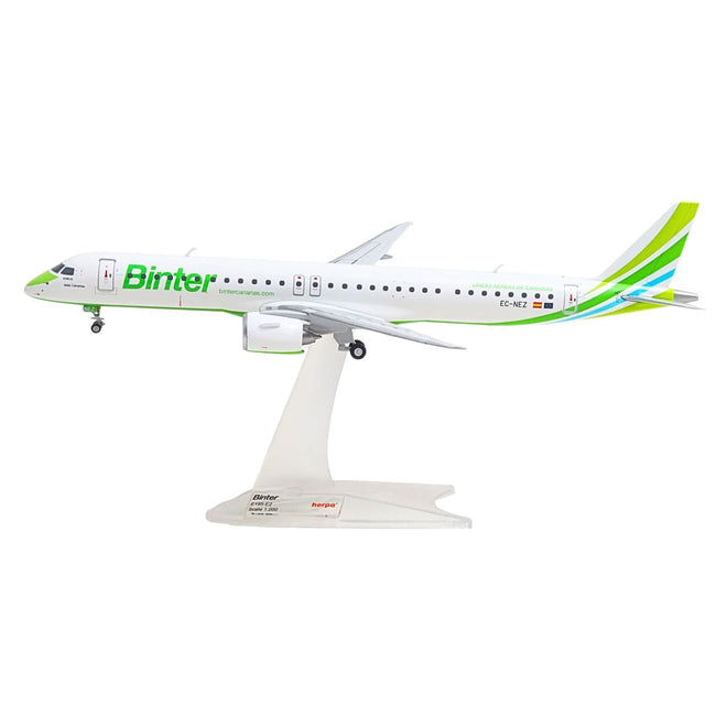 Embraer E195-E2 Commercial Aircraft "Binter Canarias" (EC-NEZ) White with Green Striped Tail 1/200 Diecast Model by Herpa-Herpa-ModelCars.com