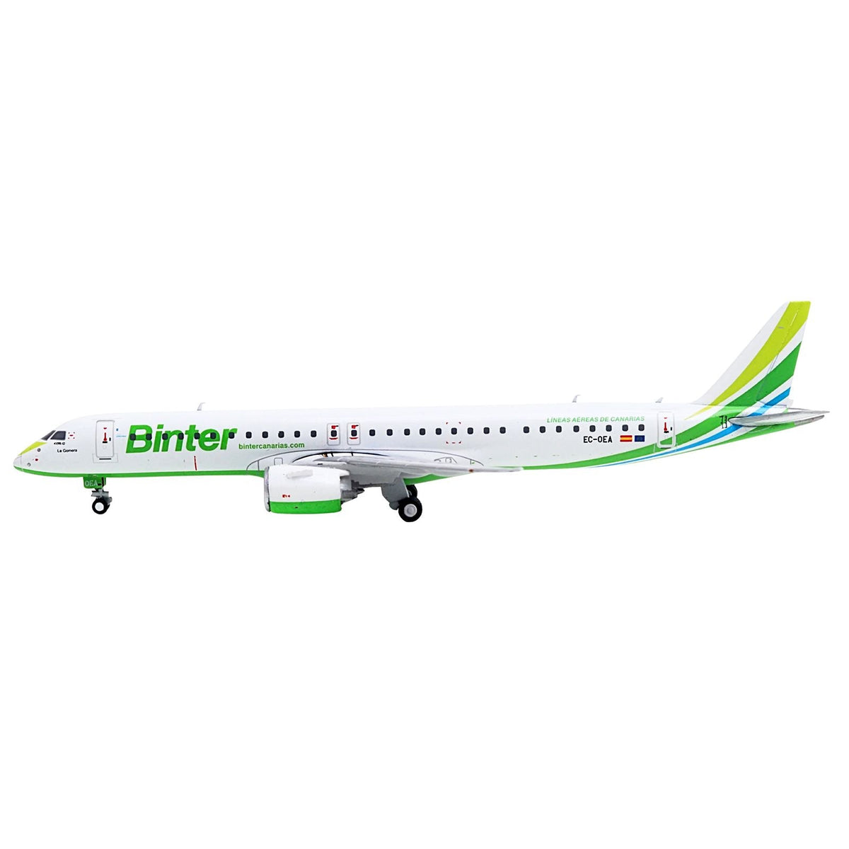 Embraer E195-E2 Commercial Aircraft "Binter Canarias" (EC-OEA) White with Green Tail Stripes Stripes 1/400 Diecast Model Airplane by GeminiJets-GeminiJets-ModelCars.com