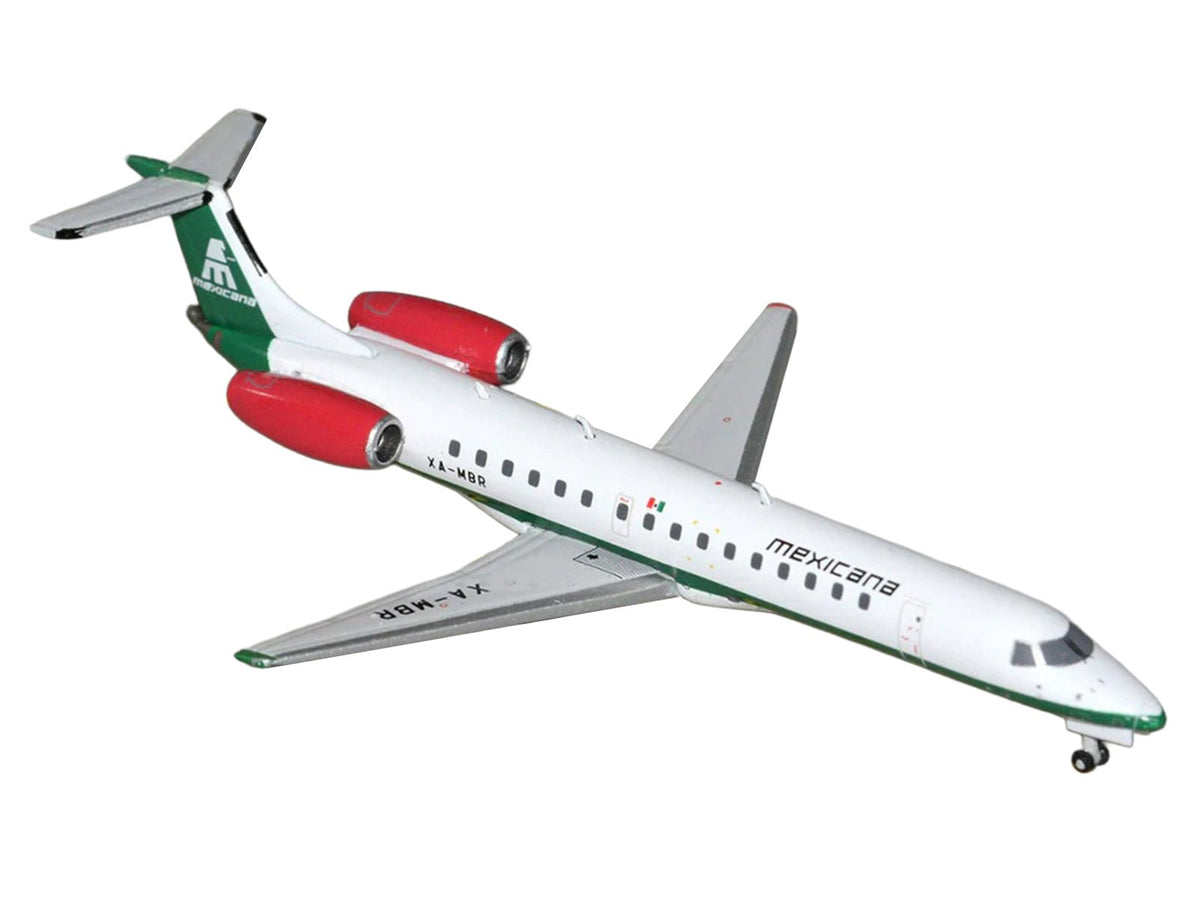 Embraer ERJ-145 Commercial Aircraft "Mexicana de Aviacion" (XA-MBR) White with Green Stripes 1/400 Diecast Model by GeminiJets-GeminiJets-ModelCars.com