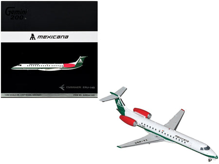 Embraer ERJ-145 Commercial Aircraft "Mexicana de Aviacion" (XA-MBR) White with Green Stripes and Tail "Gemini 200" Series 1/200 Diecast Model by GeminiJets-GeminiJets-ModelCars.com