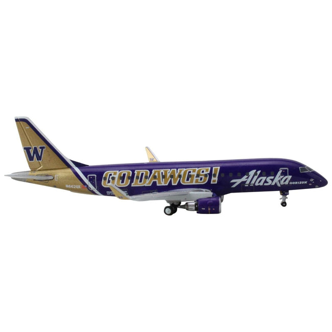 Embraer ERJ-175 Commercial Aircraft "Alaska Airlines - Horizon Air - University of Washington Huskies" (N662QX) Purple with Gold Tail 1/400 Diecast Model Airplane by GeminiJets-GeminiJets-ModelCars.com