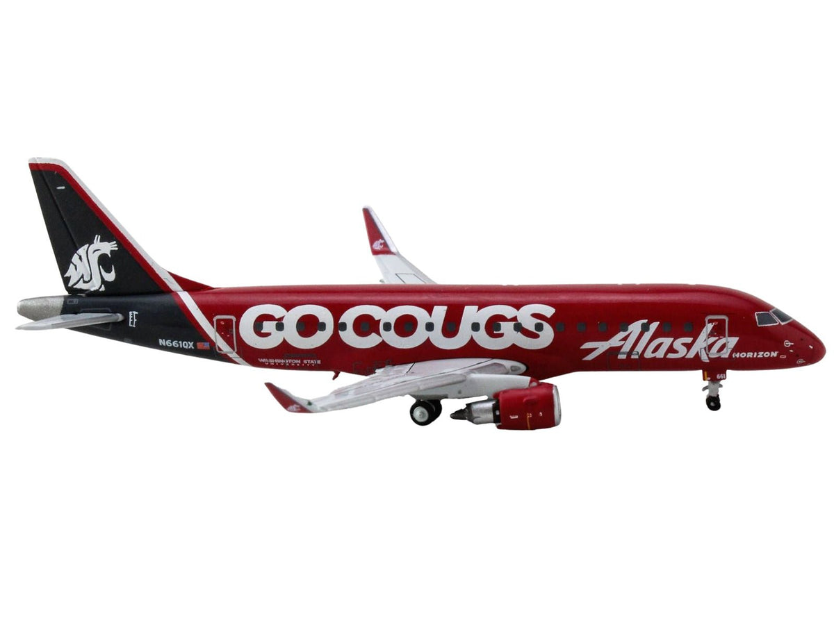 Embraer ERJ-175 Commercial Aircraft "Alaska Airlines/Horizon - Washington State Cougars" (N661QX) Red with Gray Tail 1/400 Diecast Model Airplane by GeminiJets-GeminiJets-ModelCars.com