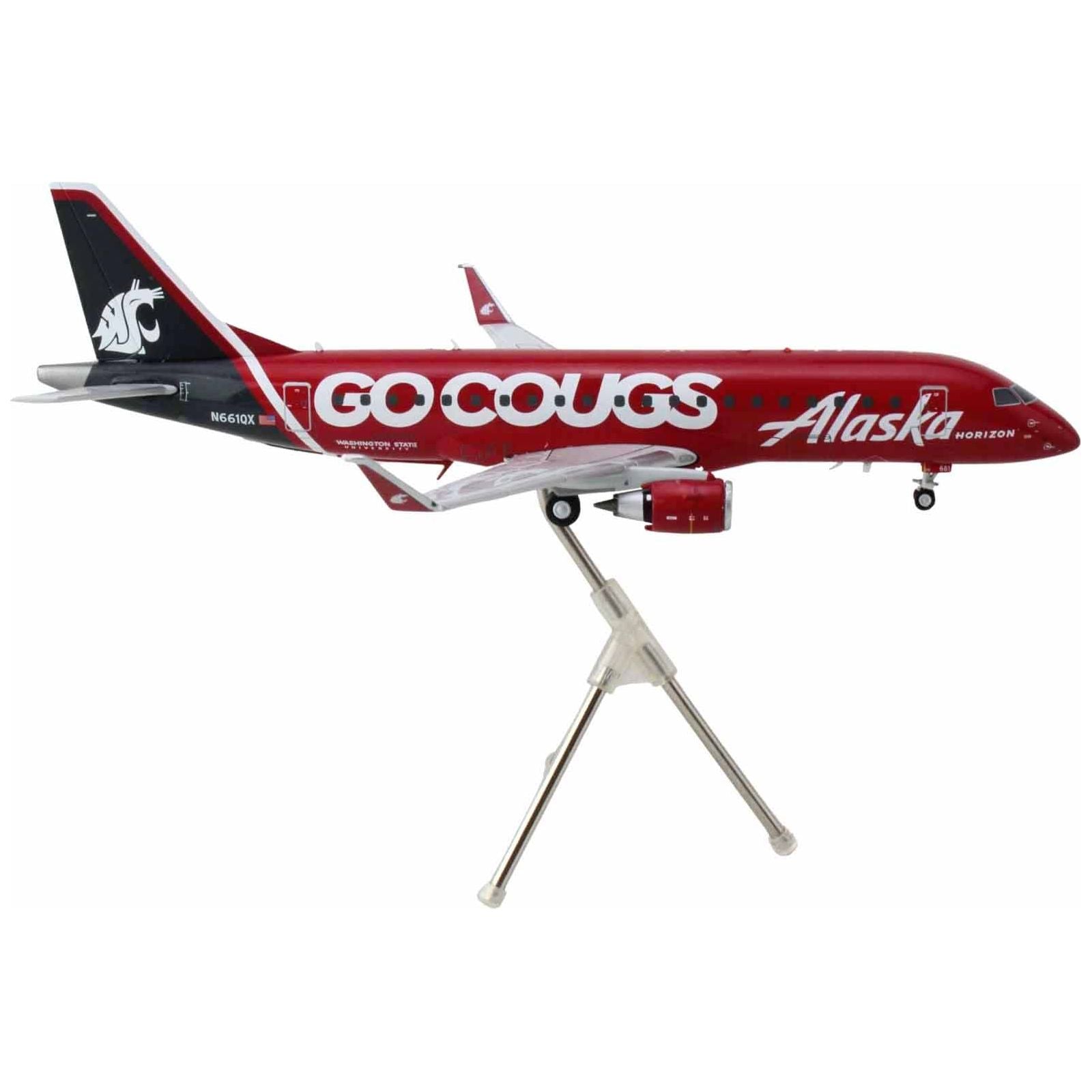 Embraer ERJ - 175 Commercial Aircraft "Alaska Airlines/Horizon - Washington State Cougars" (N661QX) Red with Gray Tail "Gemini 200" Series 1/200 Diecast Model Airplane by GeminiJets - GeminiJets - ModelCars.com