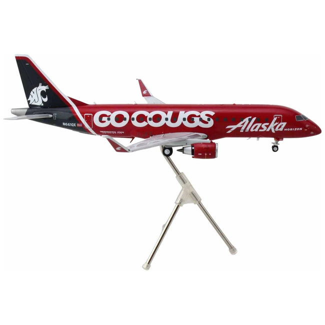 Embraer ERJ-175 Commercial Aircraft "Alaska Airlines/Horizon - Washington State Cougars" (N661QX) Red with Gray Tail "Gemini 200" Series 1/200 Diecast Model Airplane by GeminiJets-GeminiJets-ModelCars.com