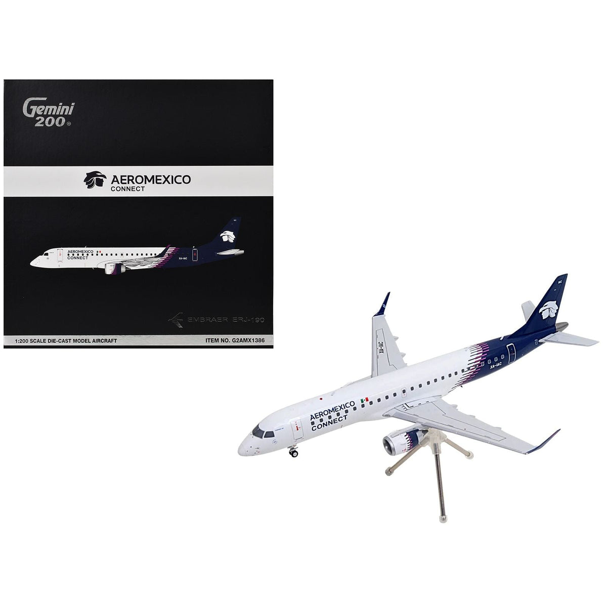 Embraer ERJ-190 Commercial Aircraft "Aeromexico Connect" (XA-IAC) White with Blue Tail "Gemini 200" Series 1/200 Diecast Model Airplane by GeminiJets-GeminiJets-ModelCars.com