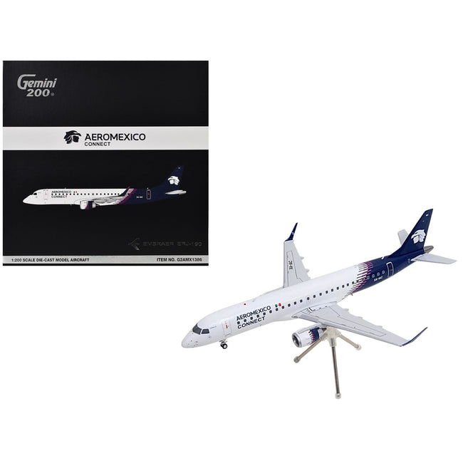 Embraer ERJ-190 Commercial Aircraft "Aeromexico Connect" (XA-IAC) White with Blue Tail "Gemini 200" Series 1/200 Diecast Model Airplane by GeminiJets-GeminiJets-ModelCars.com