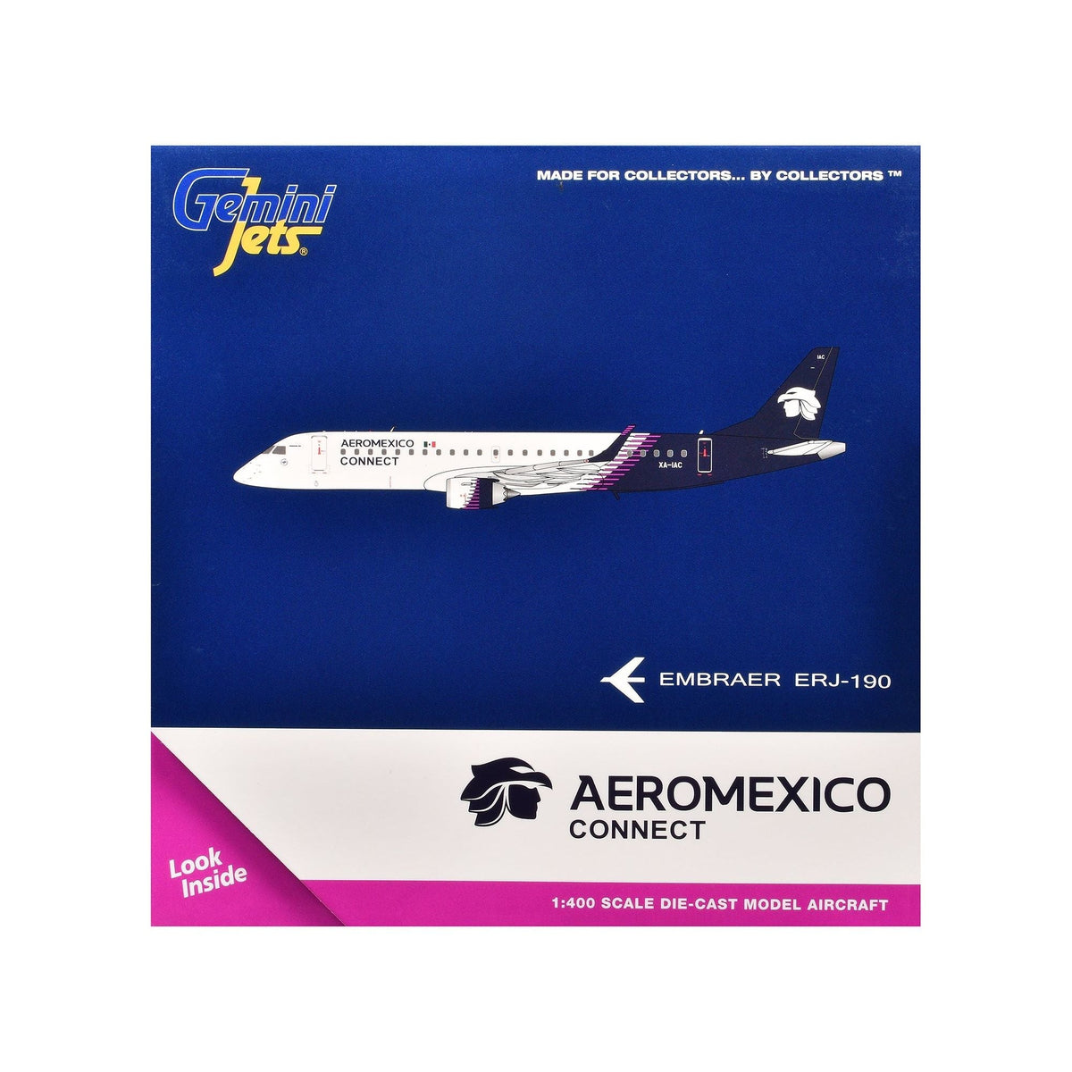 Embraer ERJ-190 Commercial Aircraft "Aeromexico Connect" (XA-IAC) White with Dark Blue Tail 1/400 Diecast Model Airplane by GeminiJets-GeminiJets-ModelCars.com