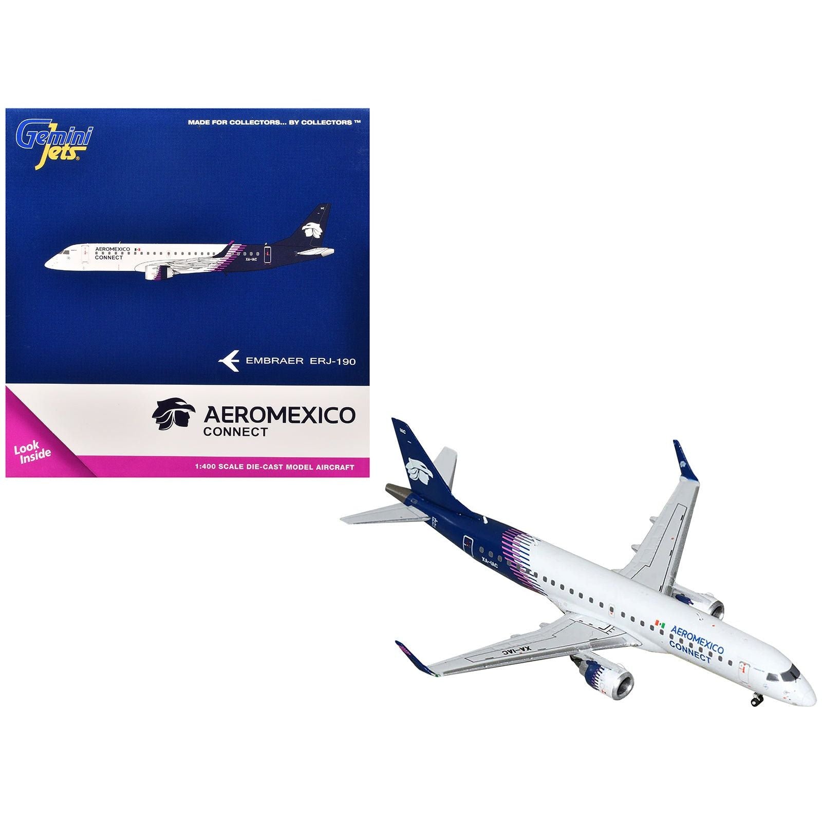 Embraer ERJ - 190 Commercial Aircraft "Aeromexico Connect" (XA - IAC) White with Dark Blue Tail 1/400 Diecast Model Airplane by GeminiJets - GeminiJets - ModelCars.com