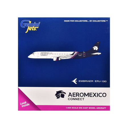 Embraer ERJ - 190 Commercial Aircraft "Aeromexico Connect" (XA - IAC) White with Dark Blue Tail 1/400 Diecast Model Airplane by GeminiJets - GeminiJets - ModelCars.com