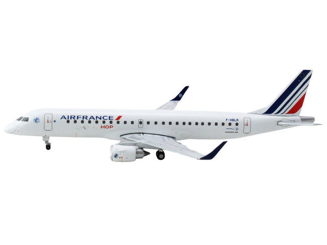 Embraer ERJ-190 Commercial Aircraft "Air France Hop" (F-HBLR) White with Striped Tail 1/400 Diecast Model Airplane by GeminiJets-GeminiJets-ModelCars.com