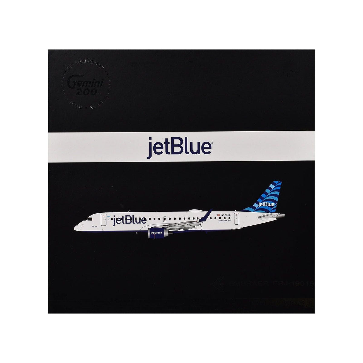 Embraer ERJ-190 Commercial Aircraft "JetBlue Airways" (N323JB) White with Blue Striped Tail "Gemini 200" Series 1/200 Diecast Model Airplane by GeminiJets-GeminiJets-ModelCars.com
