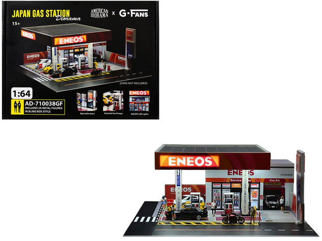 Eneos Japan Gas Station Diorama Set "American Diorama X G-Fans" Series for 1/64 Scale Models by American Diorama-American Diorama-ModelCars.com