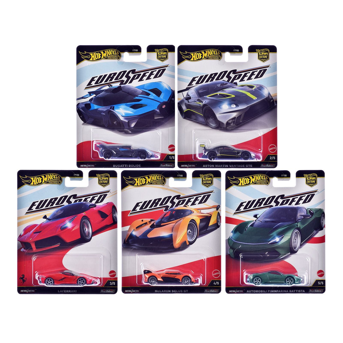 "Euro Speed" 5 piece Set "Car Culture" 2025 Series L Diecast Model Cars by Hot Wheels-Hotwheels-ModelCars.com