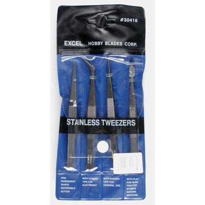 Excel Blades 4 PIECE TWEEZERS SET - Excel Blades - ModelCars.com