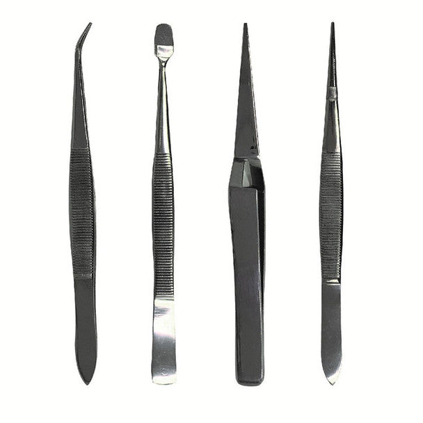 Four surgical tweezers