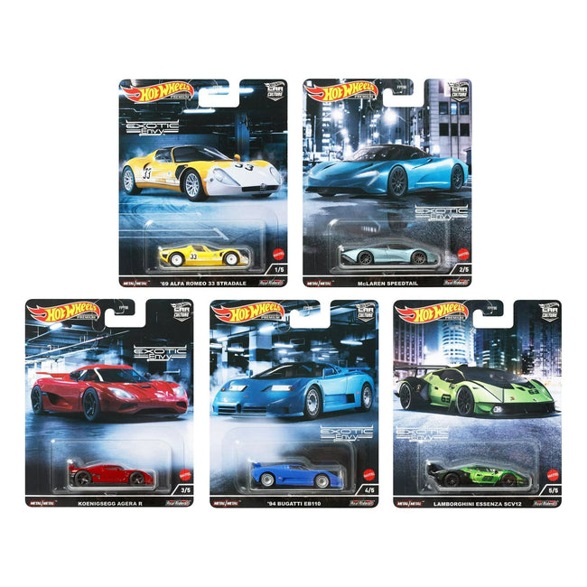 "Exotic Envy" 5 piece Set "Car Culture" Series Diecast Model Cars by Hot Wheels-Hotwheels-ModelCars.com