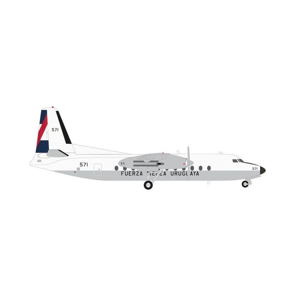 Fairchild Hiller FH-227D (LCD) Transport Aircraft "Uruguayan Air Force" (571) White 1/200 Diecast Model Airplane by Herpa-GeminiJets-ModelCars.com