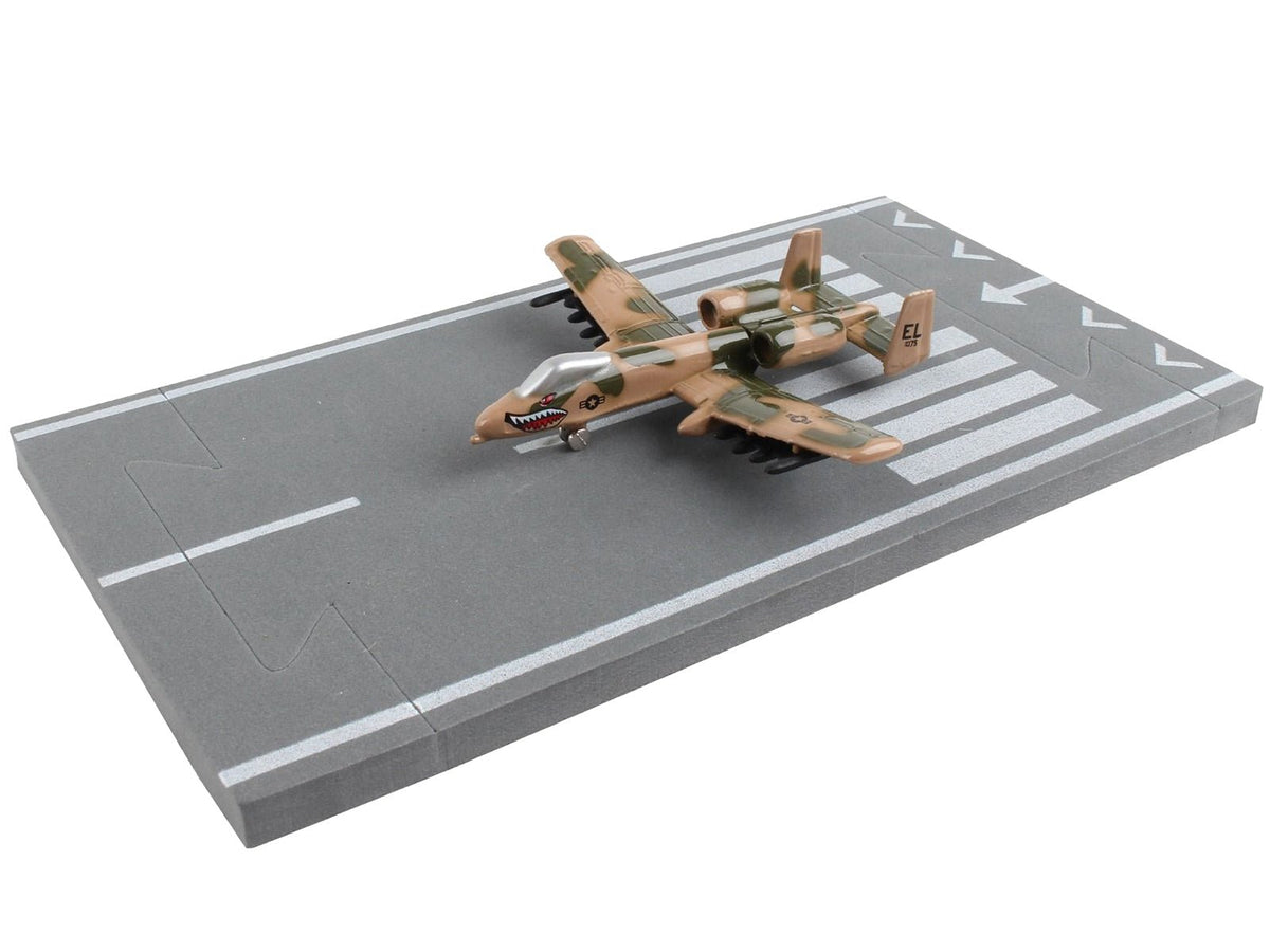Fairchild Republic A-10 Thunderbolt II "Warthog" Attack Aircraft Camouflage "United States Air Force" with Runway Section Diecast Model Airplane by Runway24-Runway24-ModelCars.com