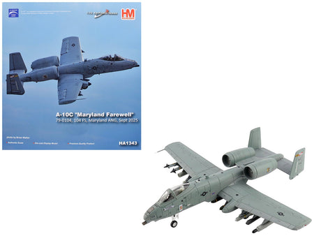 Fairchild Republic A-10C Thunderbolt II Attack Aircraft "80-0283 Maryland Farewell 104 FS Maryland ANG" (2025) United States Air Force "Air Power Series" 1/72 Diecast Model by Hobby Master-Hobby Master-ModelCars.com