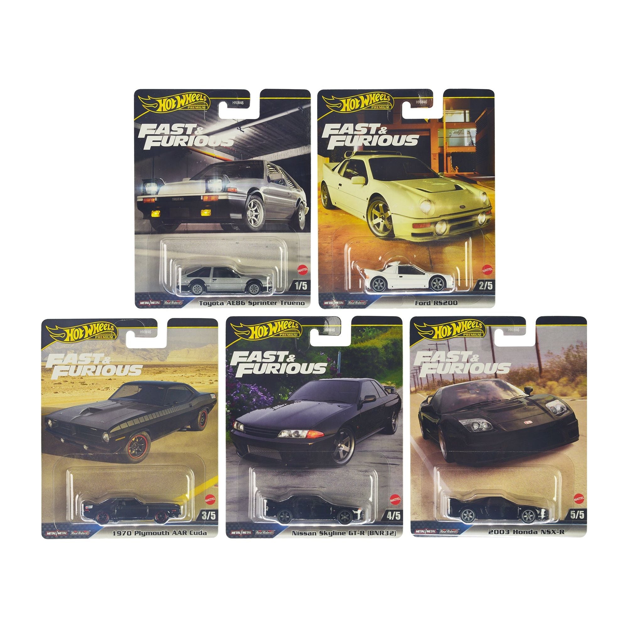 "Fast & Furious" 2024 5 piece Set E Diecast Model Cars by Hot Wheels - Hotwheels - ModelCars.com