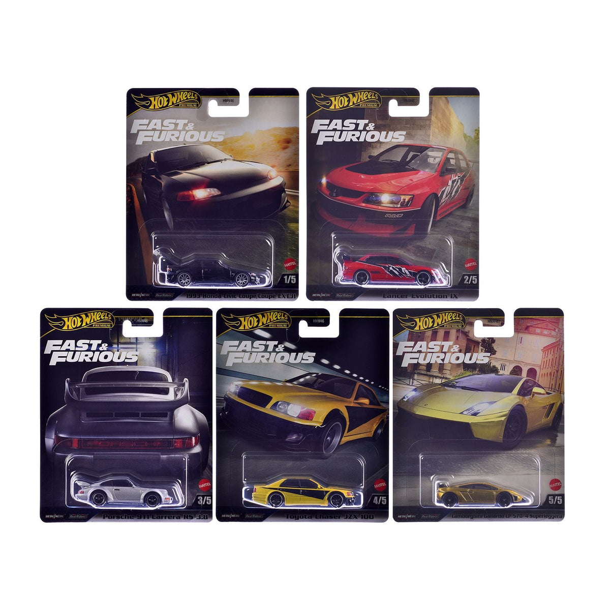 "Fast & Furious" 2025 5 piece Set M Diecast Model Cars by Hot Wheels-Hotwheels-ModelCars.com
