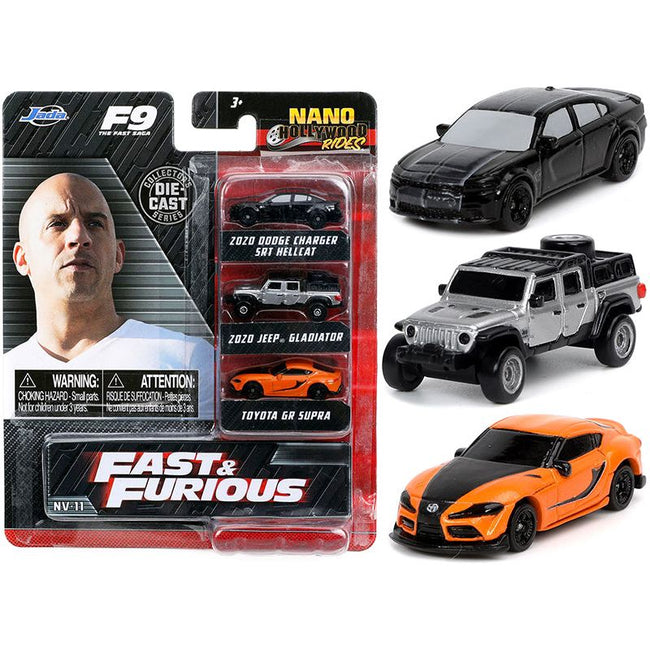 "Fast & Furious 9" (2021) Movie 3 piece Set "Nano Hollywood Rides" Series Diecast Model Cars by Jada-Jada-ModelCars.com